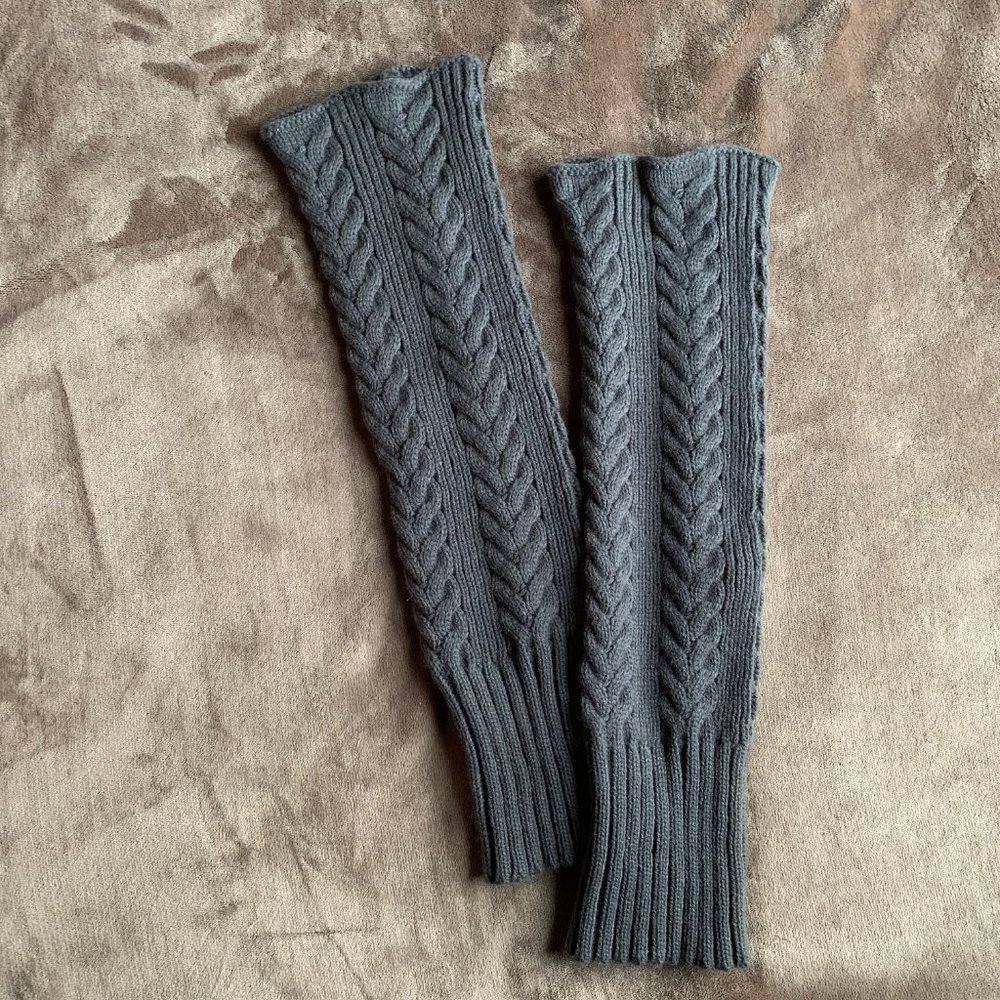 Women Leg Warmers Crochet Knit Cuff Knee High Gray